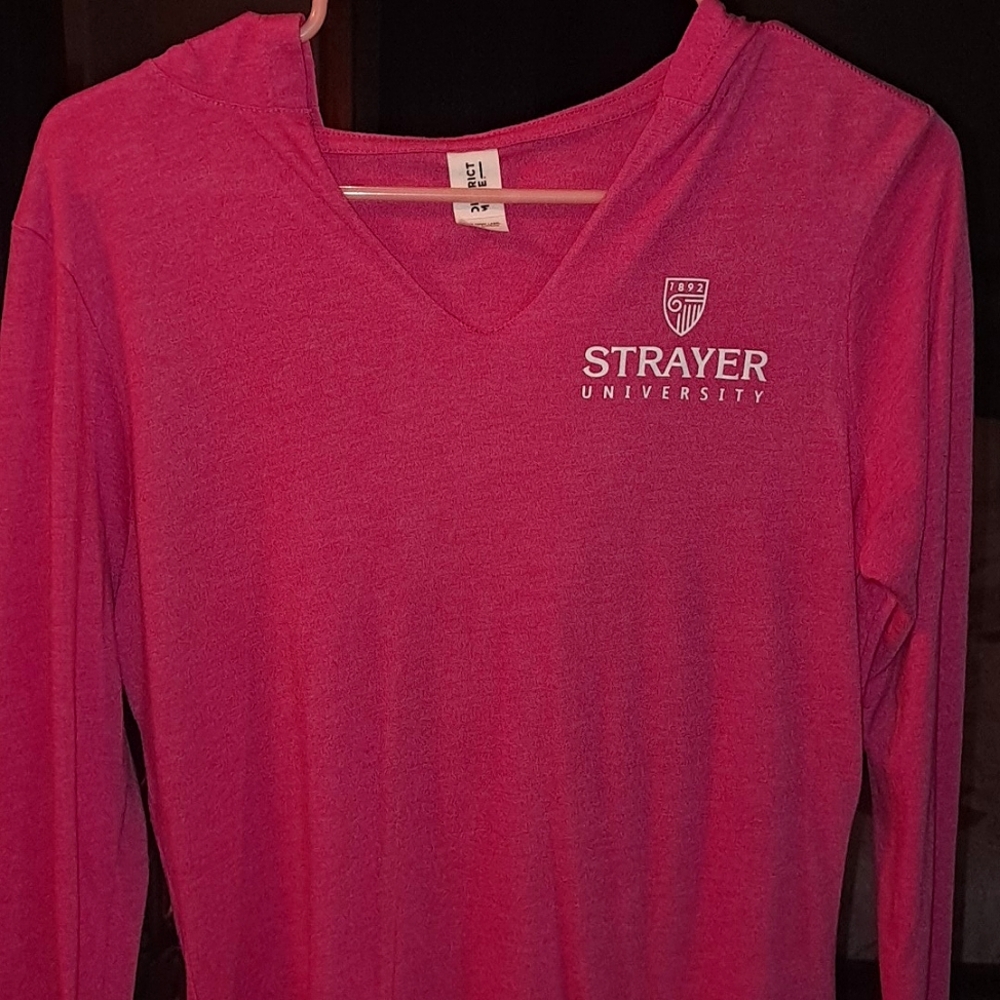 Strayer University longsleeve hooded tee
